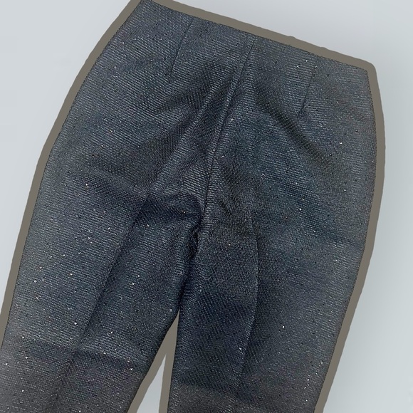 NWT Lela Rose Black Textured Crepe Sequin Embellished Pleat Front Crop Pants 2 - Picture 7 of 16